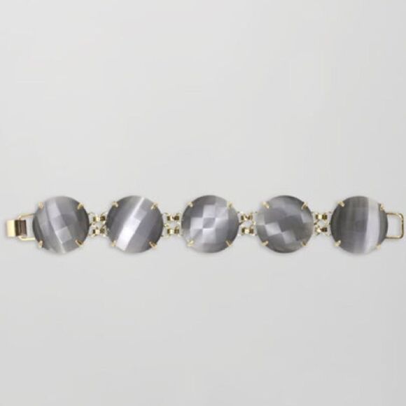 Kendra Scott Cassie bracelet in Slate cat's eye dyed glass and gold - Picture 8 of 8